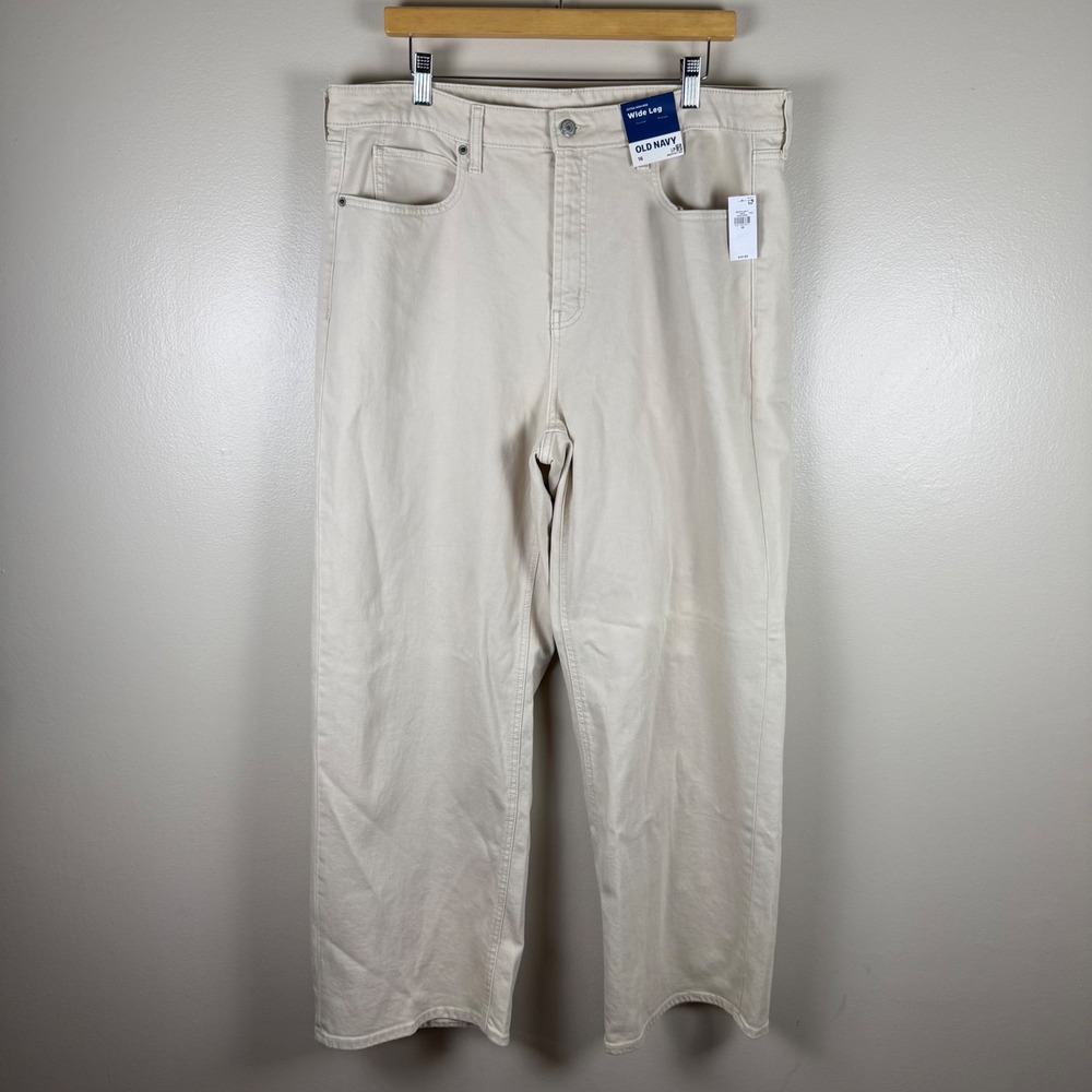 Old Navy Women's 16 Wide Leg Jeans Beige Extra High Rise NWT